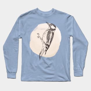 Hand drawn illustration of woodpecker bird Long Sleeve T-Shirt